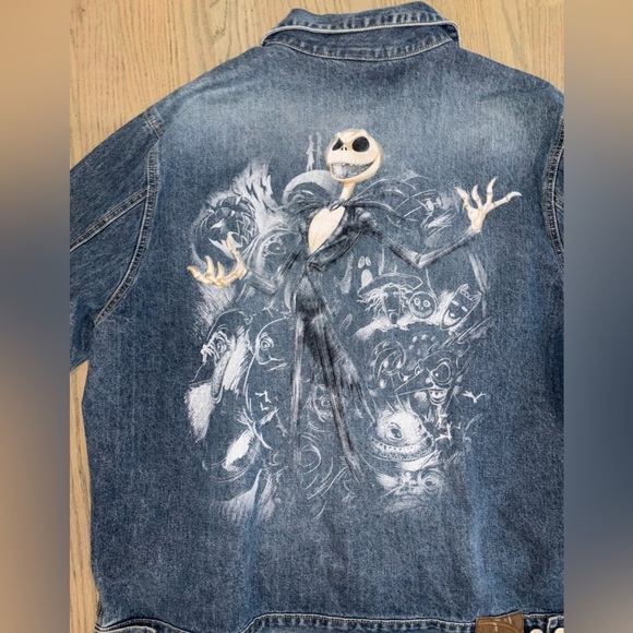 Vintage Disney Jack Skellington Nightmare Before Christmas Denim Jean Jacket XL - Picture 3 of 7